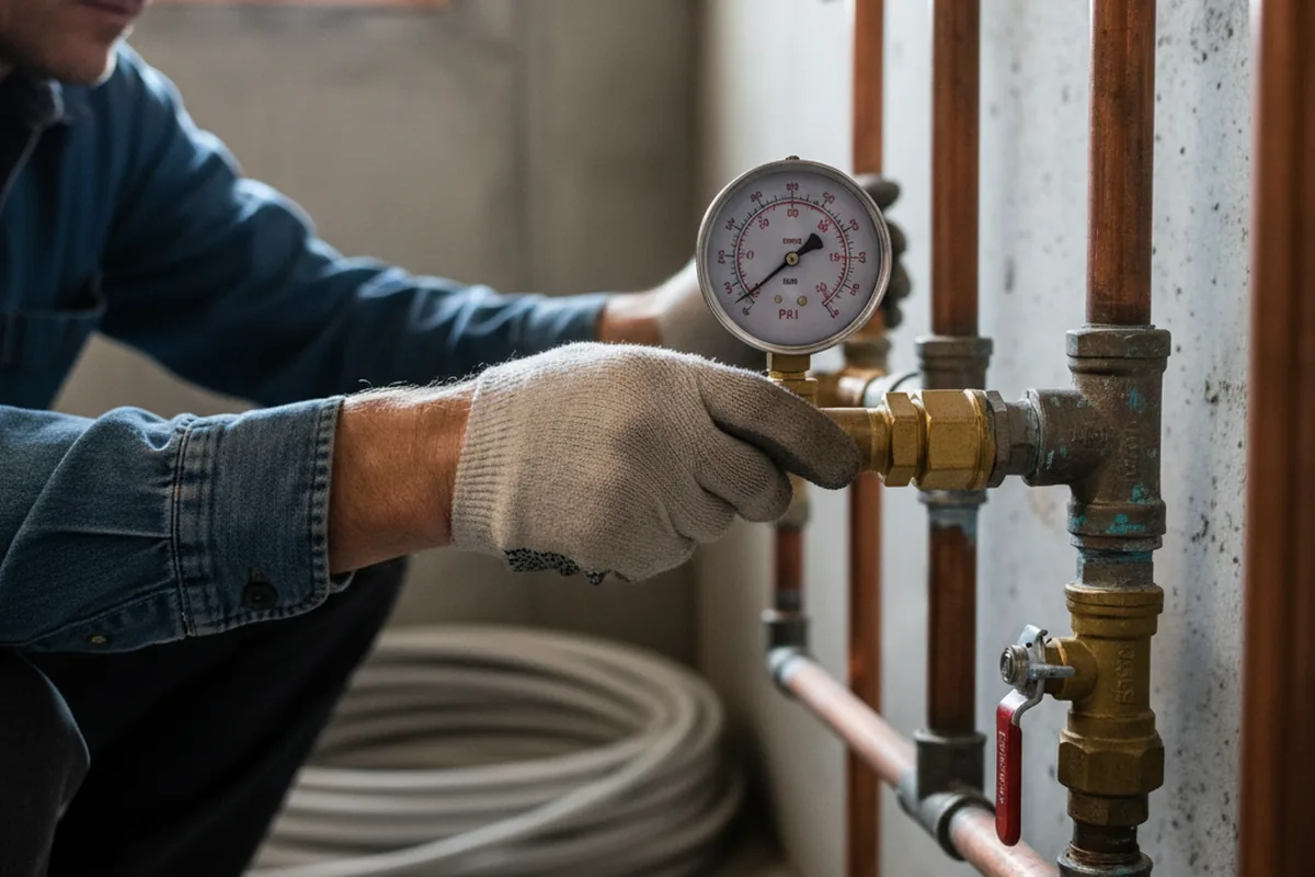 Pressure testing a repaired line during Water Line Repair in Sturgeon